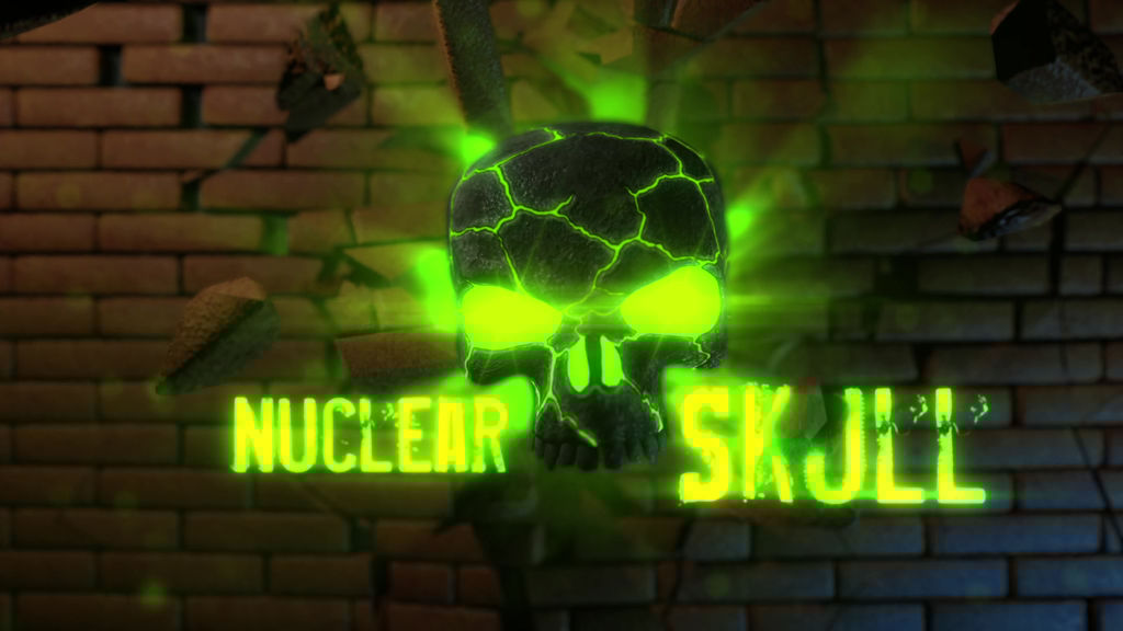 Nuclear Skull Skull Crsashing Through Brick Wall Logo Nuclear Skull Skull Crsashing Through Brick Wall Logo