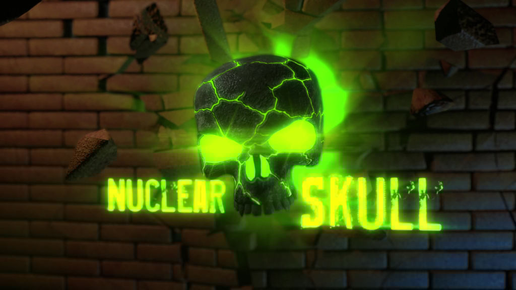 Nuclear Skull Skull Crsashing Through Brick Wall Logo Nuclear Skull Skull Crsashing Through Brick Wall Logo