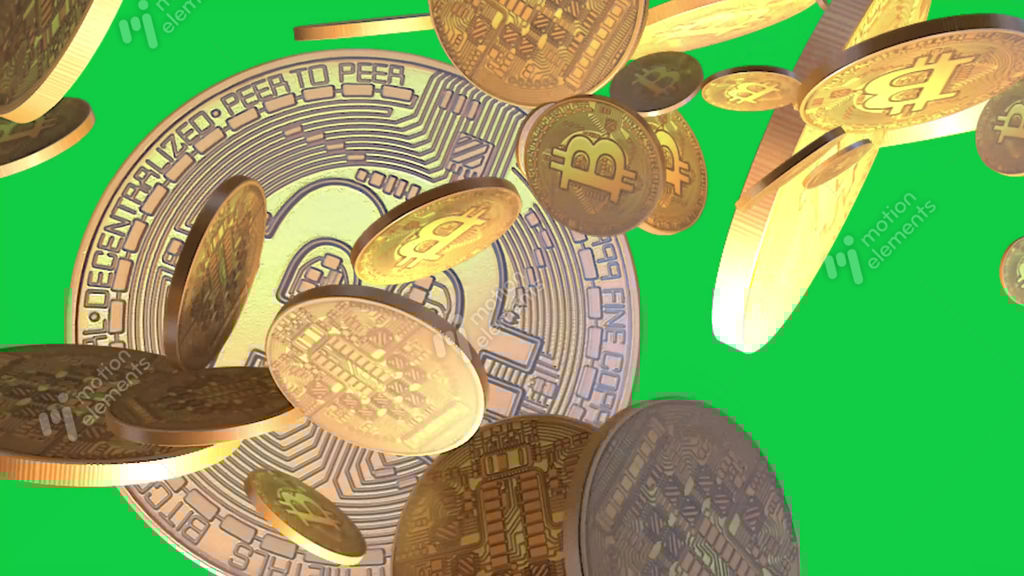 Bitcoin Crypto currency Gold Bitcoin BTC Bit Coin falling loop Green